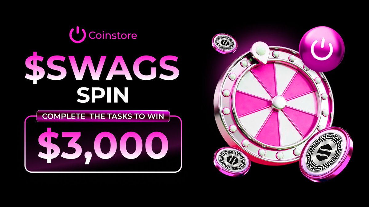 CoinstoreExc's tweet photo. Ready to win from a $3,000 REWARD POOL from @SwagGold25 ? 🎉

The SWAGS Lucky Spin event on @CoinstoreExc is NOW LIVE!

COMPLETE TASKS for your chance to WIN BIG! 🎁

🗓️ Event Period: February 3, 2026 –  February 10, 2026

🔗 Spin into Rewards: https://t.co/jJrkYcbdQE

#LuckySpin #giveaway #Rewards #SWAGS