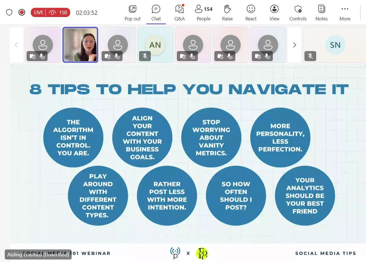 We're still buzzing from the incredible vibe you all brought to our Social Media 101 webinar! Huge thanks to everyone who joined, you were fantastic! Special shoutout to Aisling Erasmus for her valuable insights and for empowering our community. 

We hope you loved the session!