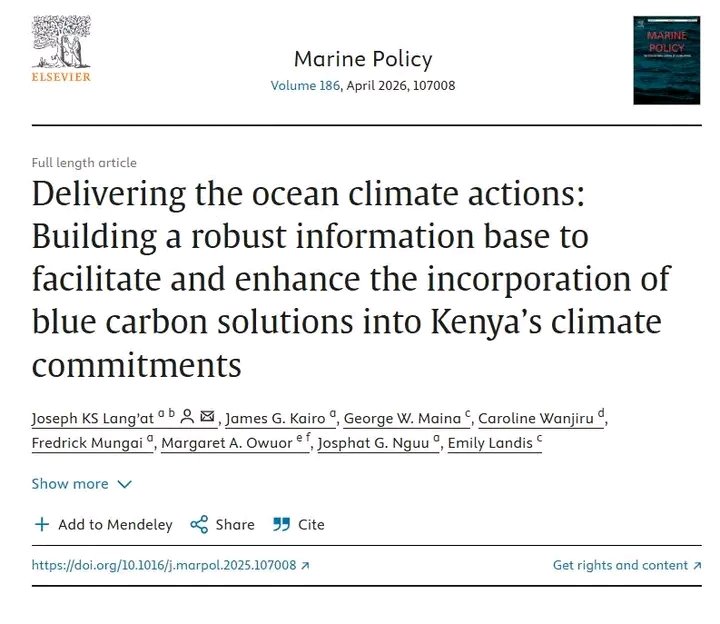 wichivayo's tweet photo. Science has spoken.
KMFRI has delivered the evidence.
Now leadership must deliver policy, funding, and protection for Kenya’s Blue Carbon Ecosystems.
Our coast depends on it.
#ClimateActionKE #BlueEconomy https://t.co/V1jiSVx943