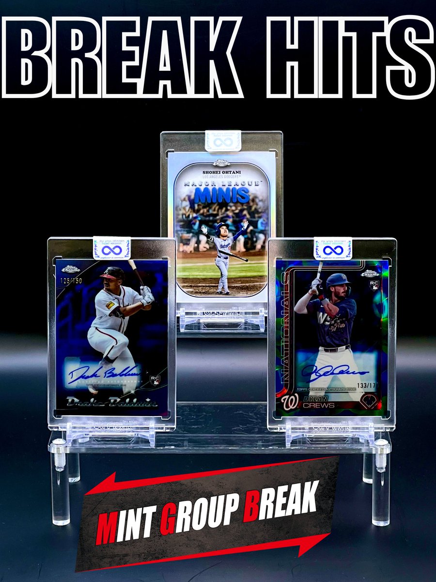 【MINT GROUP BREAK グループブレイク ヒットカード紹介】
・Drake Baldwin Chromeography Blue Refractor
・Dylan Crews Rookie Lava Lamp Autograph Blue/Green Refractor
・Shohei Ohtani 大谷翔平 Major League Minis

MINT GROUP BREAK グループブレイク MLB 2025 TOPPS CHROME UPDATE BASEBALL