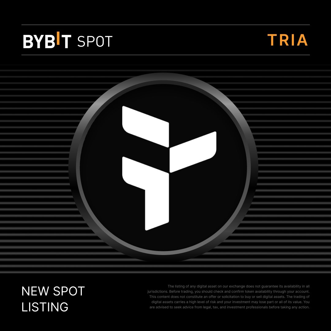📣 $TRIA is officially listed on #BybitSpot with <a href="/useTria/">Tria</a>! Trade and deposit #TRIA to share from the 30,000,000 $TRIA Prize Pool.

Learn more: i.bybit.com/15XcmabY
Trade now: i.bybit.com/1rHabkJu