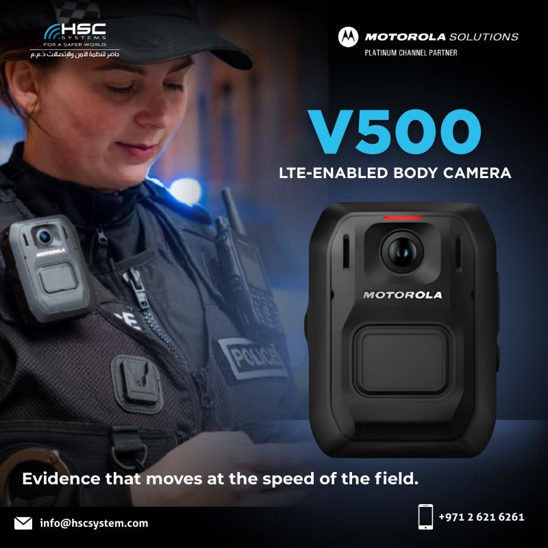 HSCSystem's tweet photo. V500 Body Camera: tag in the field, offload fast, and start cases sooner.

#HSCS 
#forasaferworld #uae #abudhabi #dubai #digitaltransformation
#MotorolaSolutions #V500 #BodyWornCamera 
#ملتزمون_ياوطن
#نتصدر_المشهد https://t.co/UtUcvqYuJF