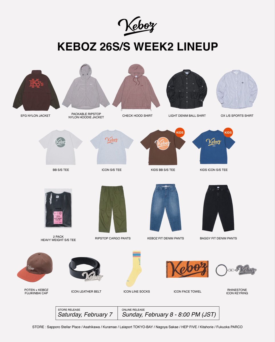 KEBOZ 26SS WEEK 2】 02.07 SAT — IN STORES 02.08 SUN 20:00 — ONLINE