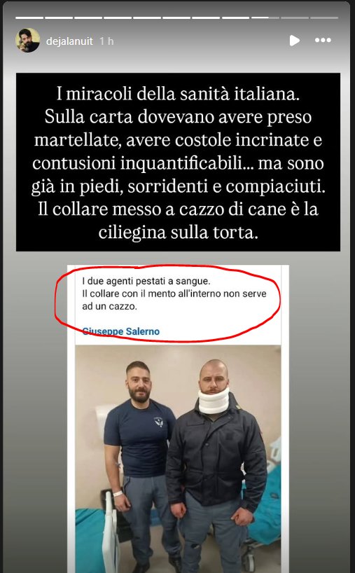 Due foto interessanti di come è tutta una montatura per fare propoganda. 
Prima foto il poliziotto preso a martellate ha trovato pure il tempo per farsi il capello. 
Seconda foto collare messo a cazzo giusto per impietosire gli idioti.