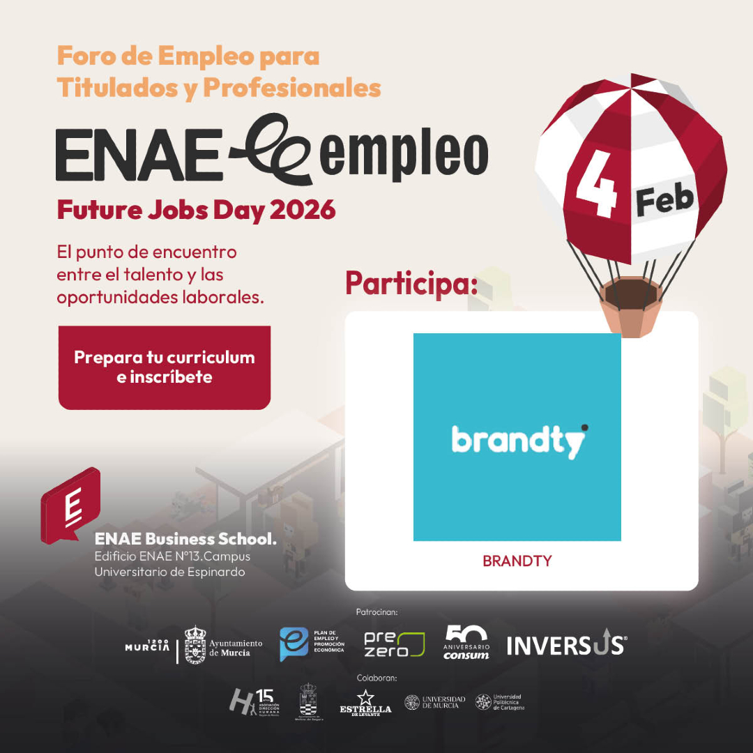 Este miércoles 4 de febrero estaremos en el FUTURE JOBS DAY – Foro de Empleo de ENAE Business School.
Y no es “otro foro más”.

#ForoEmpleoENAE #TalentoCualificado #EmpleoMurcia #SelecciónPorValores