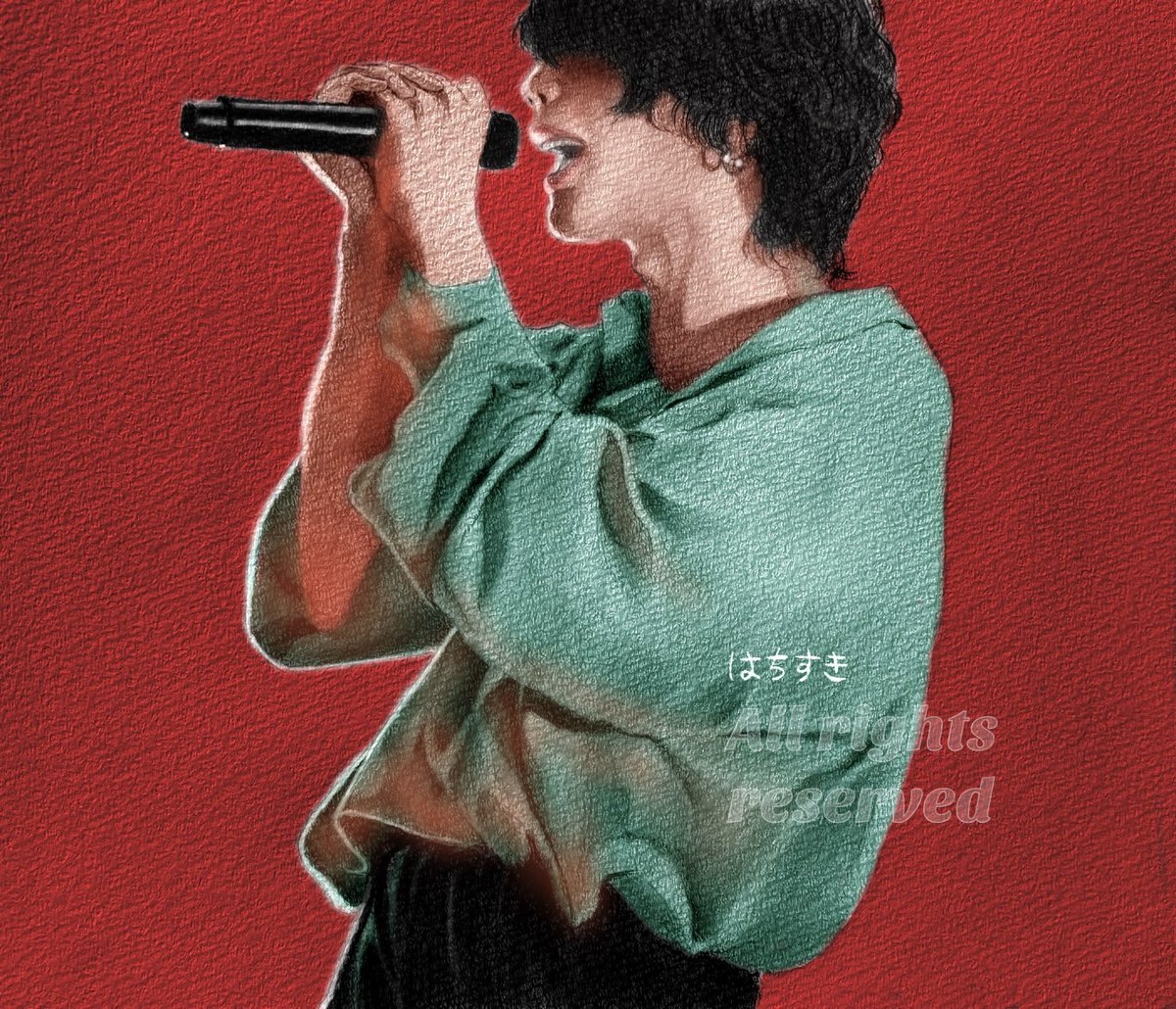ライブ変身でKICK BACK歌唱中の 米津玄師さんを描きました スケッチ