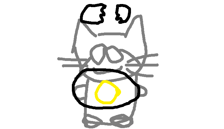 うろおぼえでかいた、生産工場で黄色く着色されてるときのドラえもん