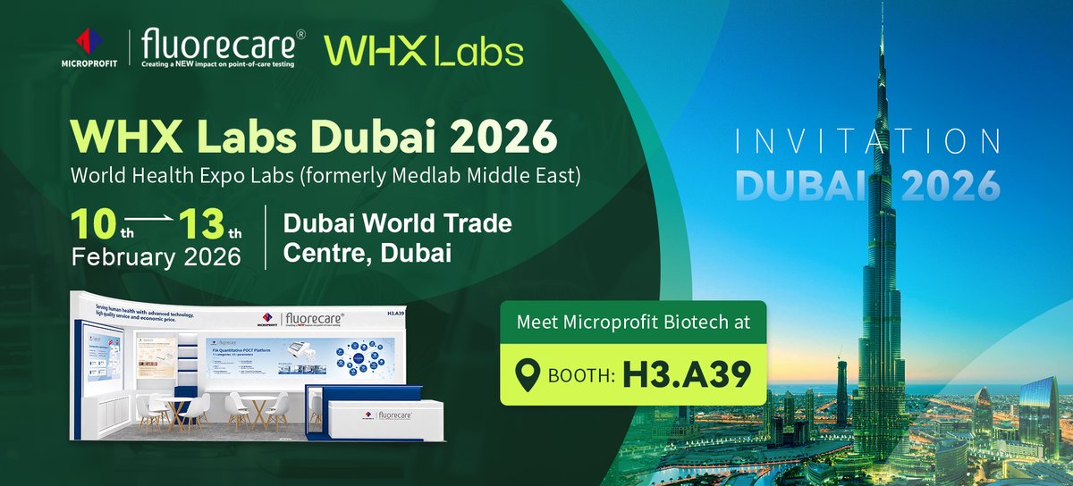 One week to go! 🌍
Meet #Microprofit Biotech at WHX Labs Dubai 2026 (formerly Medlab Middle East).
Explore our latest rapid testing solutions and diagnostic technologies. 🔬
📍 H3.A39 | Feb 10–13 | Dubai
#WHXLabs2026 #IVD #POCT #Diagnostics #MicroprofitBiotech
#fluorecare