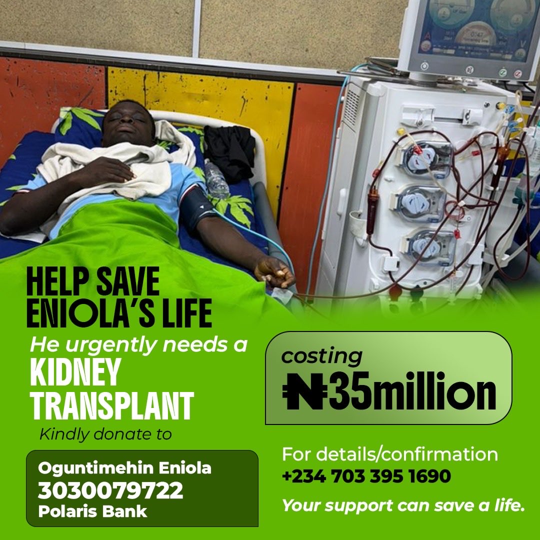 Rosanerri's tweet photo. ENIOLA NEEDS YOUR HELP TO LIVE AGAIN.

Our beloved son, Oguntimehin Eniola Damilare is in a critical battle for his life. After 6 months of grueling dialysis (3x weekly) his kidneys are failing. His only hope is an urgent kidney transplant 
#HELPSAVEENIOLA #ACALLFORHELP https://t.co/gfDP1fHwcb