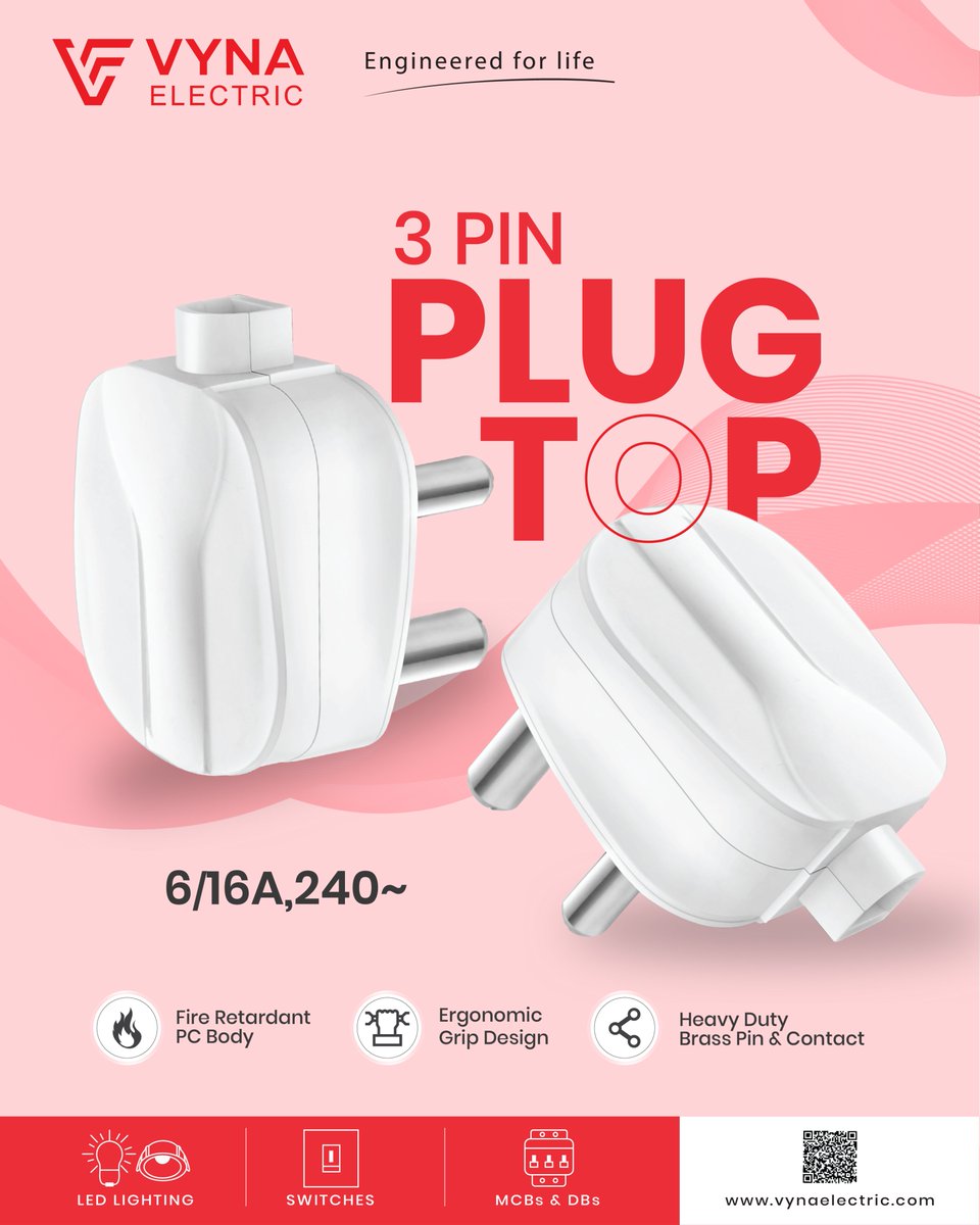 vynaelectric's tweet photo. ๐๐ฒ๐ง๐ ๐๐ฅ๐๐๐ญ๐ซ๐ข๐'๐ฌ ๐ ๐๐ข๐ง ๐๐ฅ๐ฎ๐ ๐๐จ๐ฉ with:
๐ฅ Fire-retardant PC body
โ Ergonomic grip for easy handling
โ๏ธ Heavy-duty brass pins for reliable performance
Built for homes that value safety. Trusted by professionals who demand durability.
#VynaElectric #PlugTop https://t.co/LA5imskaIY