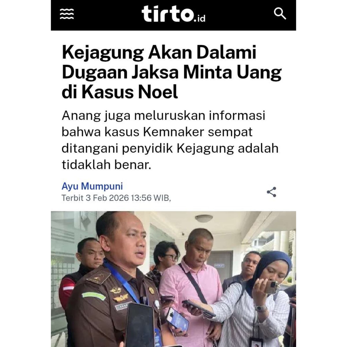Naandaa27's tweet image. Dlm persidangan kasus Noel terungkap ada empat jaksa yg meminta uang masing-masing Rp1,5 miliar. 🫣

Semoga kasus 4 jaksa ini tidak diambil alih lagi oleh Kejagung krn ini adalah wewenang KPK !

-----
Mens Rea MISAMO Bayar
Perang Dunia III TNI ADA