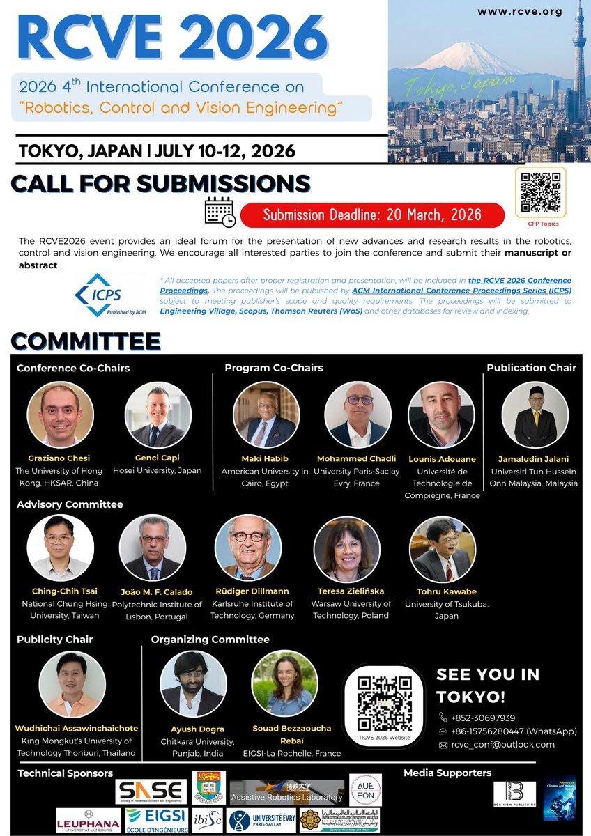 SASE_Official_'s tweet photo. Dear All,

We are pleased to share you that call for paper for the RCVE 2026 (🔗https://t.co/nXU4YKkpGB) is now open. 🎊 

We cordially invite interested parties to join the conference and submit your manuscripts or abstracts. Looking forward to meeting you in Tokyo!🗼 https://t.co/nnl1gYsfOY