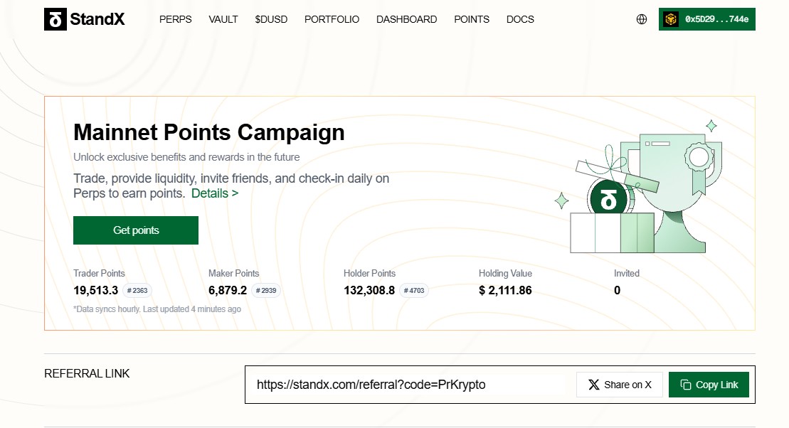 PastorKrypto's tweet photo. THE HARVEST COMES TO THOSE WHO SOW 

While the market corrects, my points on @StandX_Official  keep climbing. My strategy? A solid balance between Trader Points and Holder Points. You need both engines running to maximize the upcoming Mainnet rewards.
👇 Check out my progress. 
Who else is grinding on both fronts this February?
#StandX #DeFi #Airdrop #TradingRanking #Crypto