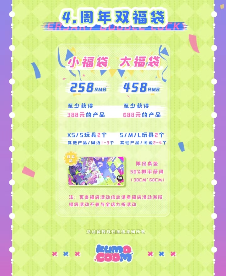 一周岁生日快乐🎂

这一年，多亏有大家的陪伴和“督促”，库沫库姆才一步一步走到了今天～💕
为表感谢，我们准备了以下小礼物和活动～♪(^∇^*)👇

🔥 转发本条推文 + 关注我们，抽 3 位小宝送出【周年感恩套盒】！
内容物预览：XS 随机款牛牛 ×1、周年纪念徽章 ×1、周年限定桌垫 ×1

【周年庆活动】
1️⃣