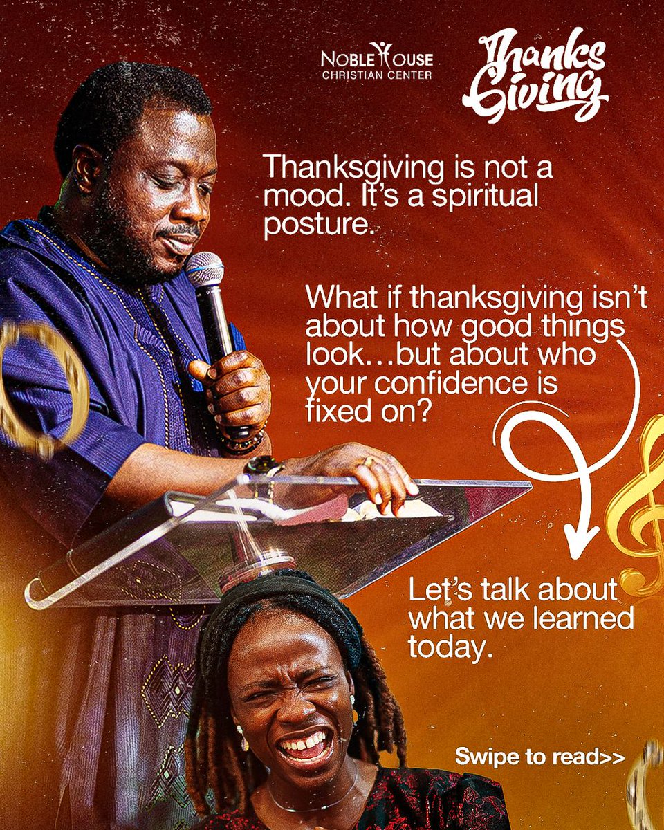 Noblehousecc's tweet image. Something to meditate on:

What if thanksgiving isn’t about how good things look…but about who your confidence is fixed on?

Let’s talk about what we learned on Sunday.

Swipe to read 👉🏼

#thanksgiving
#bayodeoyekan
#noblehousecc