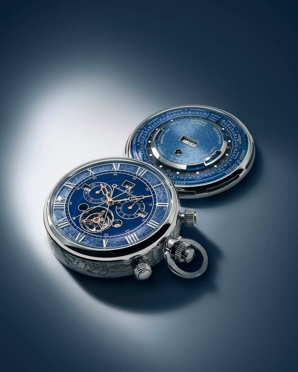 AudemarsPiguet's tweet photo. In tribute to 150 years of legacy, Audemars Piguet unveils the 150th Heritage, a modern ultra-complicated pocket watch featuring a Universal Calendar and traditional métiers d’art.

Drawing on the Manufacture’s history of ultra-complications, from L’Universelle to La Grosse Pièce, this entirely hand-made creation honours 150 years of craftsmanship and savoir-faire.

Discover the 150th Heritage: https://t.co/BzZEmsbFye

#AudemarsPiguet #AP150
