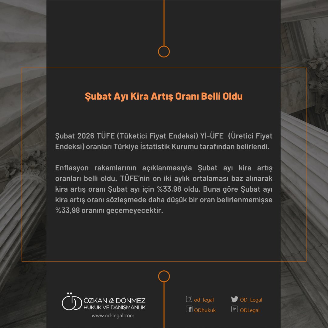 OD_Legal's tweet photo. Şubat Ayı Kira Artış Oranı Belli Oldu #ODLegal #gündem https://t.co/GNnF8MEM1i