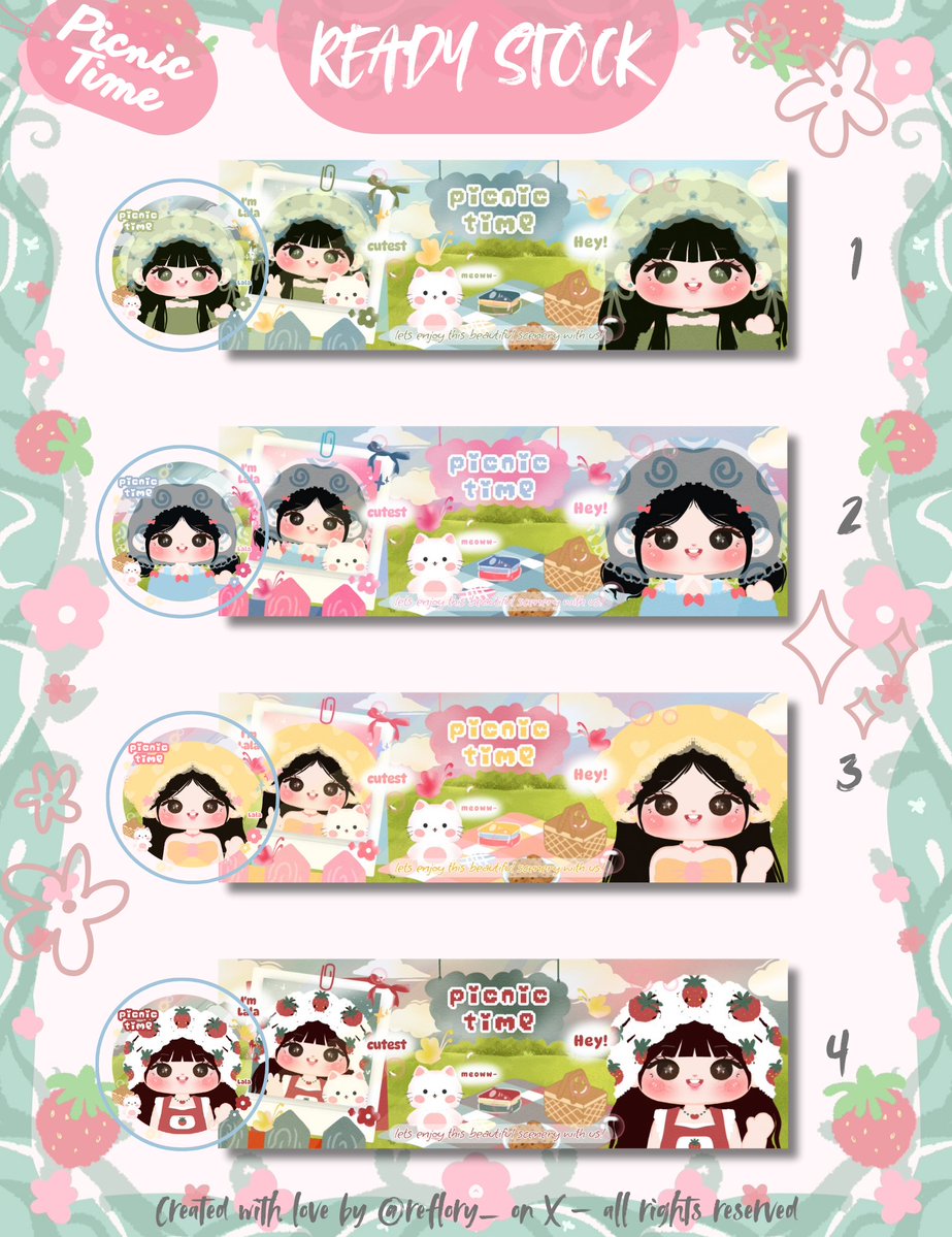 reflory_'s tweet image. [🌼help rt, thank u💓]

Haloooo manteman❣️ karna masih ada yang nanyain layout chibi katalog "picnic time" jadi aku mutusin buat bikin beberapa ready stock lagi🙌 sung dm saja untuk menjemput yaa, terimakacih🤗💗
 
💸25k
💬free retext
#zonauang
#zonaba