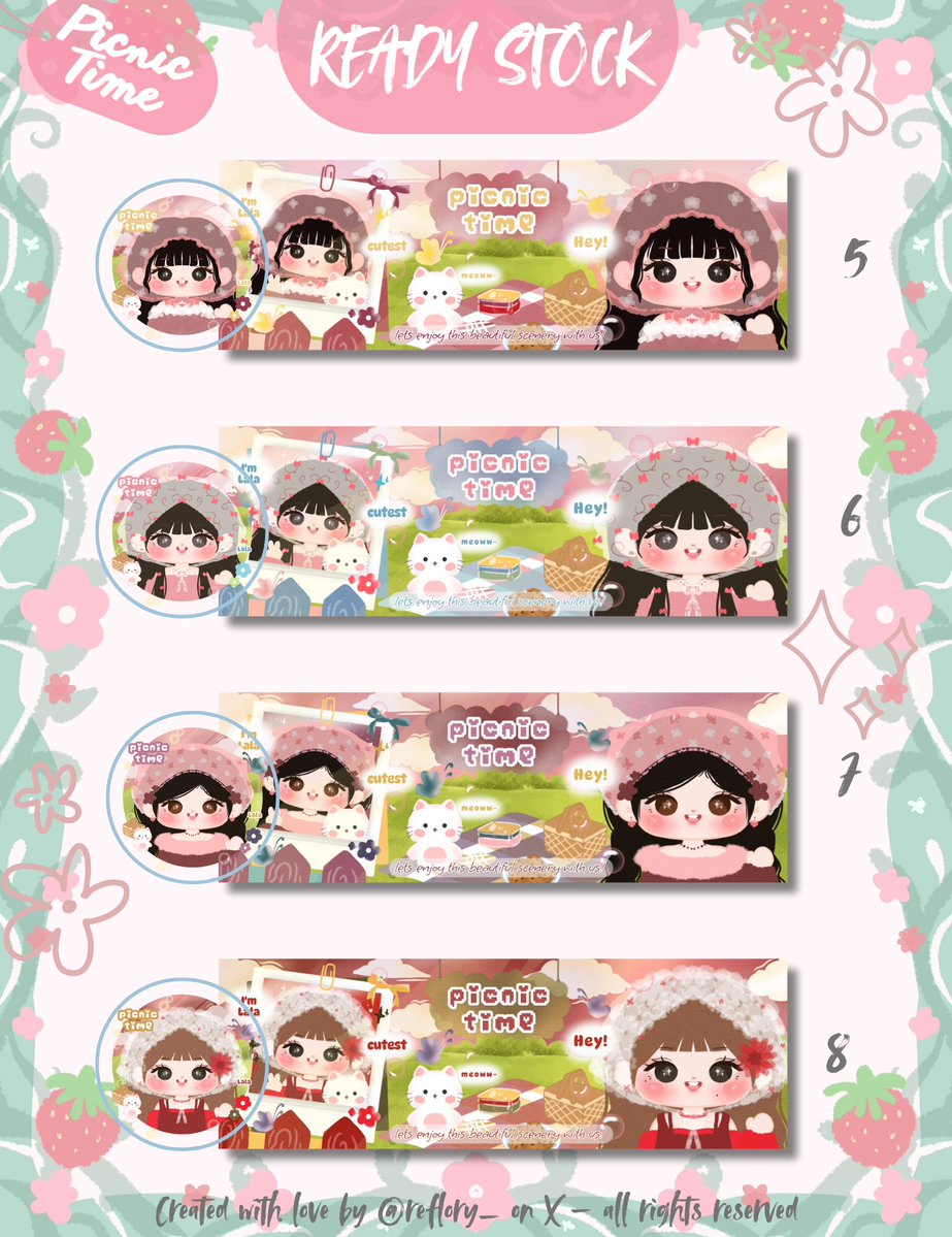 reflory_'s tweet image. [🌼help rt, thank u💓]

Haloooo manteman❣️ karna masih ada yang nanyain layout chibi katalog "picnic time" jadi aku mutusin buat bikin beberapa ready stock lagi🙌 sung dm saja untuk menjemput yaa, terimakacih🤗💗
 
💸25k
💬free retext
#zonauang
#zonaba