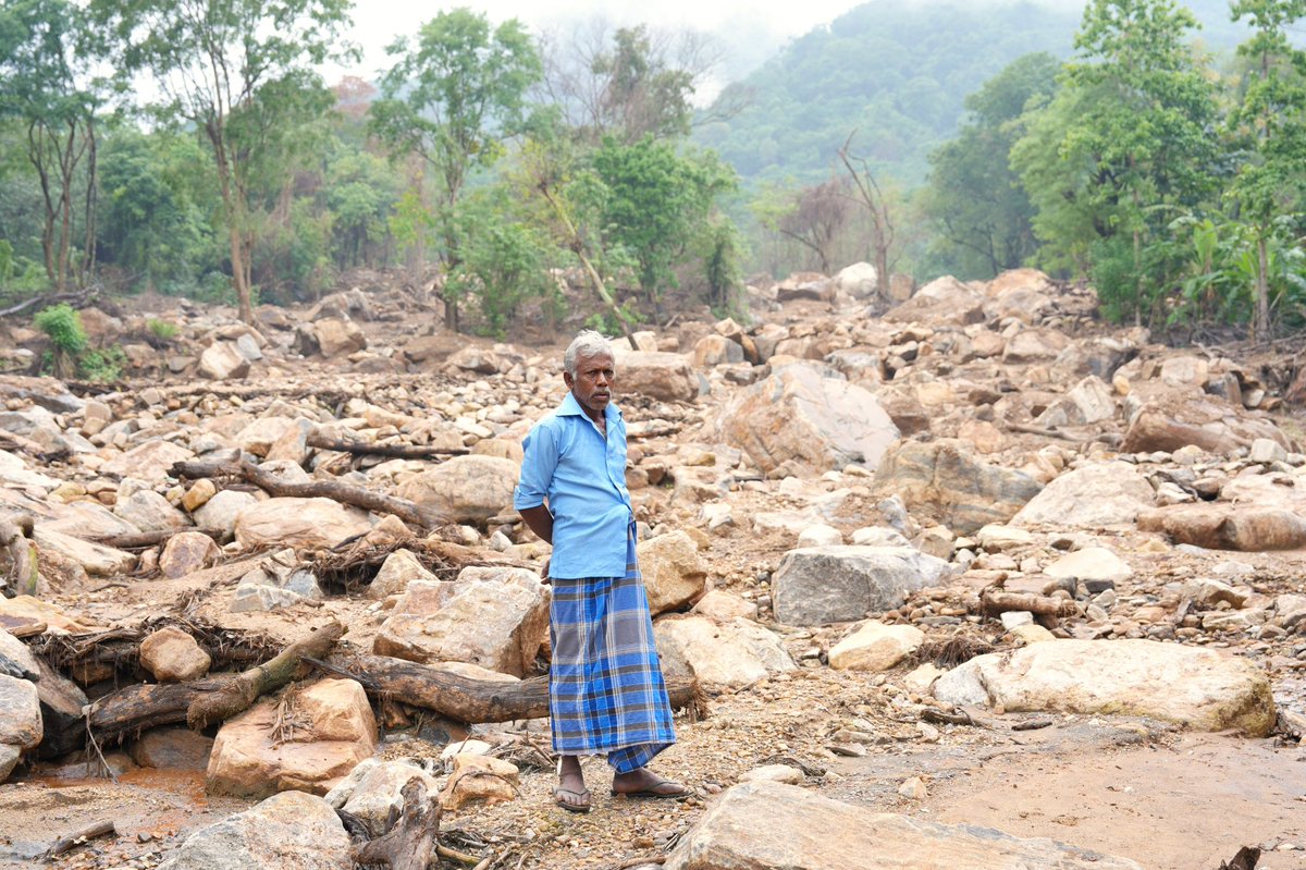 MAFrancheUN's tweet photo. In Badulla one of many landslides which cut through a village w hundreds of massive rocks tumbling down after Cyclone Ditwah Houses destroyed or damaged, water systems &amp; agricultural land destroyed. @UNSriLanka Humanitarian Priorities Plan supports communities. @MFA_SriLanka https://t.co/TcJm5rYJA8