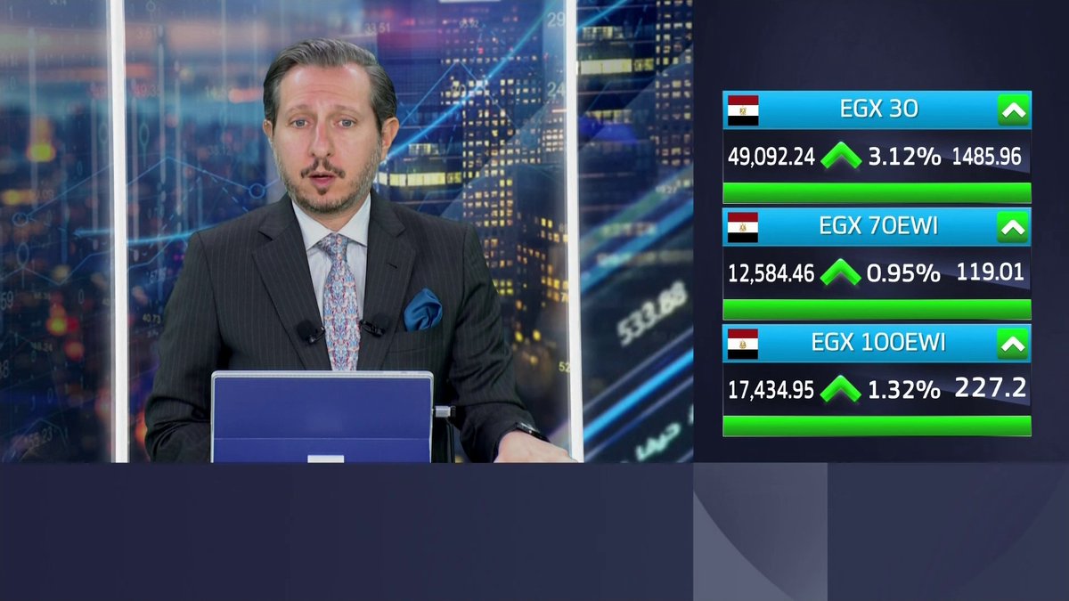 مؤشر البورصة المصرية الرئيسي يقفز بأكثر من 3% ليتجاوز 49000 نقطة مسجلاً مستوى قياسياً جديداً غداء عمل _Business 