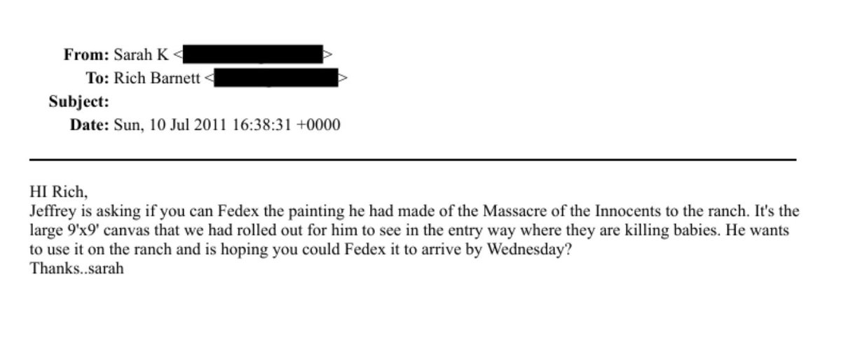 <a href="/ZubyMusic/">ZUBY:</a> <a href="/realpeteyb123/">Peter B</a> Epstein wanting painting of massacred infants in hallway