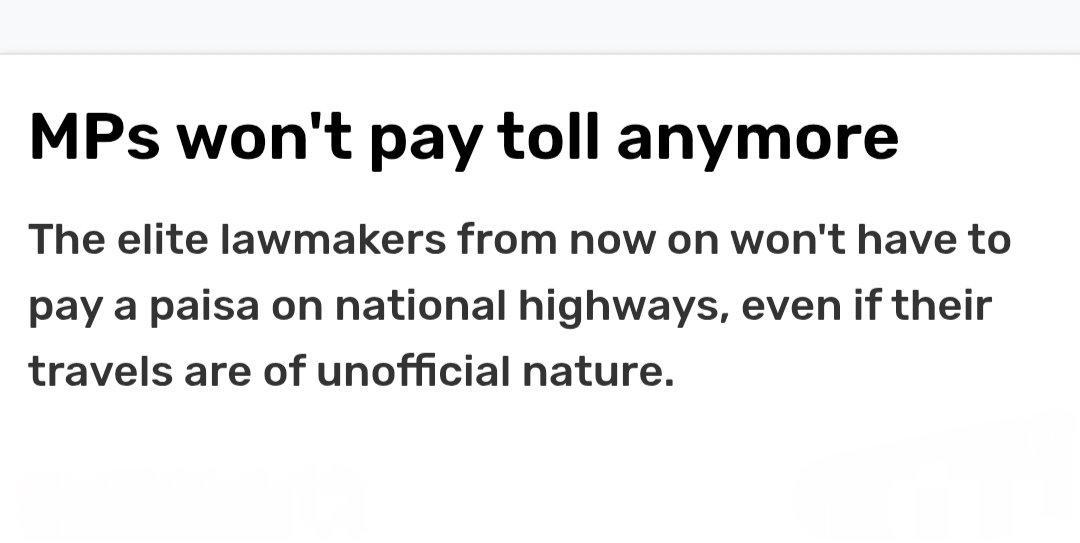 RajeshwariRW's tweet photo. Why are MPs and MLAs exempted from paying toll tax on national highways in India?

But you pay like a citizen and wait like a servant.

VIP culture is the real tax on India. https://t.co/afXL78RbOn