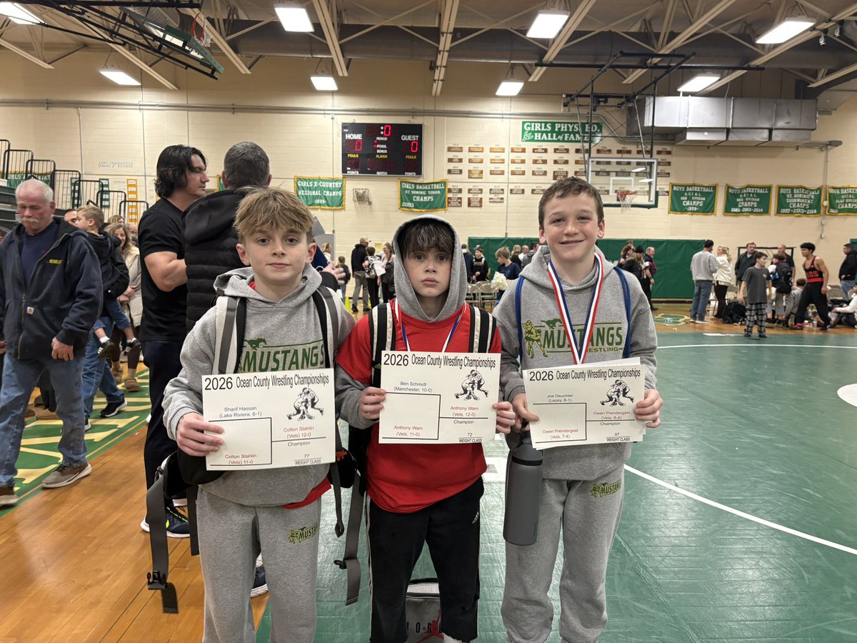 4 Stangs win Ocean County! Colton, Anthony, Owen, and Chris (not pictured)
Colton’s second county title! More work to do tonight, let’s go boys! <a href="/VMMSathletics/">VMMSathletics</a>