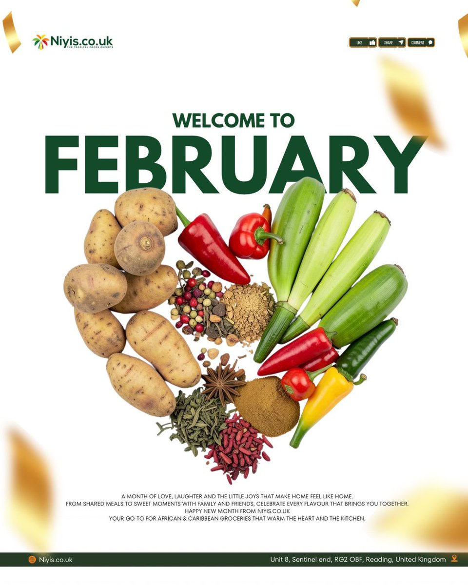Welcome to February 🤍✨ A month of love, laughter and meals that bring everyone together💛 Cook, share and make memories with African &amp; Caribbean groceries from Niyis.co.uk 🛒🤗

#niyisuk #africanfoodlove #caribbeanflavours #welcomefebruary #tasteofhomeuk