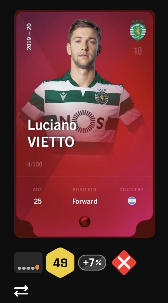 sorare__journey's tweet photo. New signing ✅
Went for the comeback of the wizard Luciano #Vietto to Argentinian football 🇦🇷
Traded with @PawelTrader_ for just about 3.5€ overall, DEAL 🚀
#Sorare26 #LigaArgentina https://t.co/yok97cfxnd