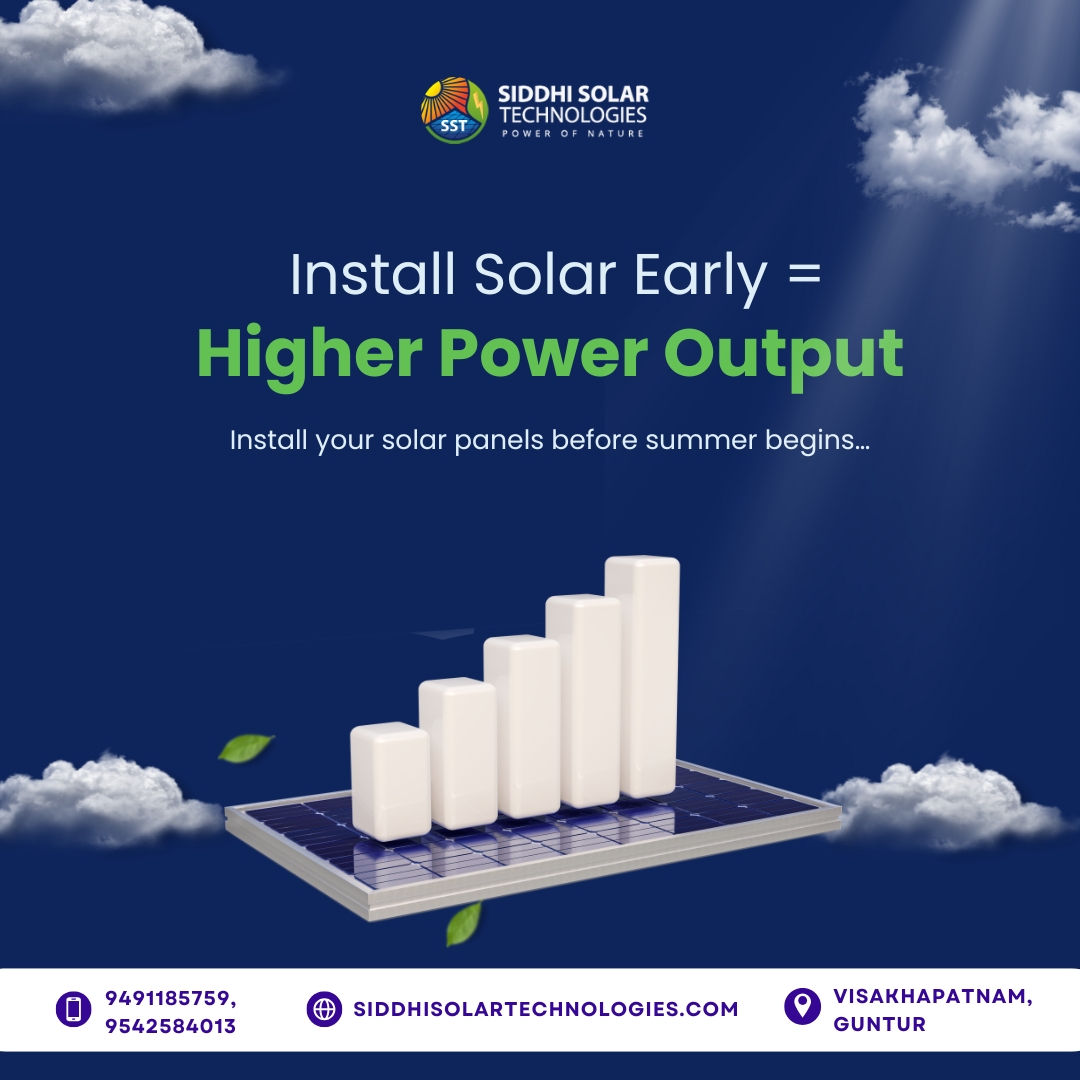 SiddhiSolar's tweet photo. Installing solar before summer means you start generating more power from day one.

#SolarInstallation #GoSolar #SolarEnergyIndia #RooftopSolar #CleanEnergy #SolarSavings #RenewableEnergy #SolarBeforeSummer #SiddhiSolarTechnologies #bestsolarcompanyinvizag #bestsolarpanels https://t.co/uRBE1GYFIY