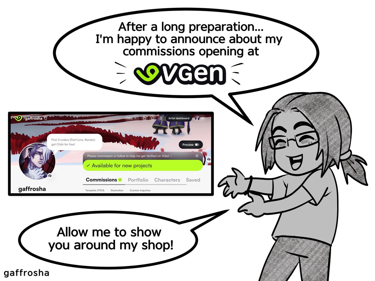 gaffrosha_'s tweet photo. #VGenShop #VGencomms #VGenArtist 
hi! opened my vgen comms recently
everything is on good discount rn, so don't be shy to stop around :) 
rt's are really appreciated! 💚 https://t.co/JRUR3prkcq