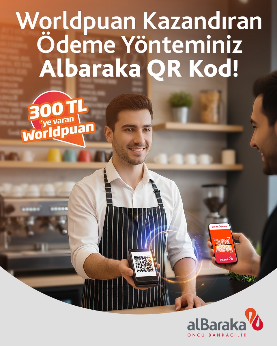 albarakacomtr's tweet image. Ödedikçe kazandıran fırsat Albaraka’da! ✨

Albaraka Mobil’den yapacağınız karekod ödemeleriyle 300 TL’ye varan Worldpuan kazanın.

📲Albaraka Mobil → Kampanyalar →Katıl→ Ödedikçe kazanmaya başla

#AlbarakaTürk #Mobil #QR #Worldpuan