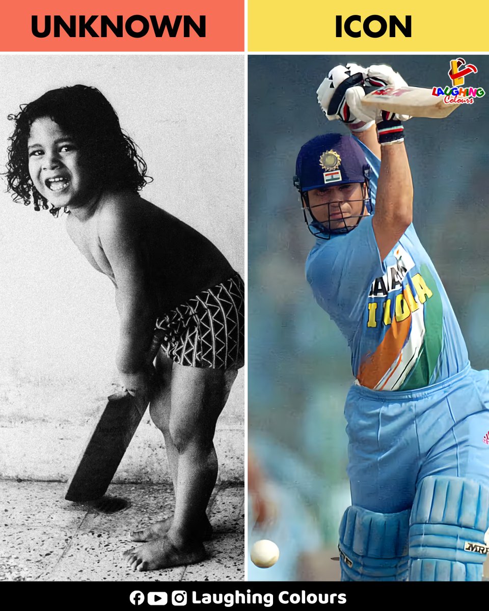 LaughingColours's tweet image. From unknown to icon 🏏

#CricketLegend #InspiringJourney #SportsIcon #Throwback #Nostalgia #fblifestyle