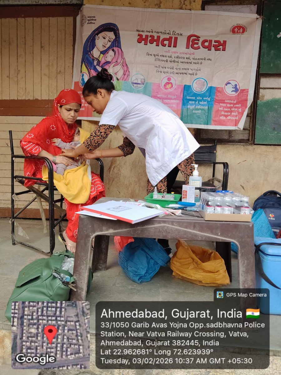 dsbccAmc's tweet photo. Special Immunization Drives conducted at Charmadiya B Smrutimandir, Patel nu Medan (New Behrampura UPHC) and Millatnagar (Danilimda UPHC) by AMC Health Department to strengthen immunization coverage.

#ImmunizationDrive #AMCHealth #PublicHealth https://t.co/23mSTmeGDz