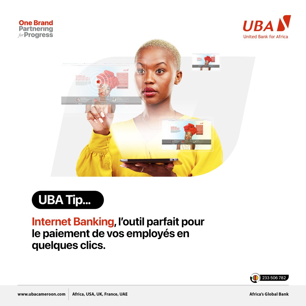 ubacameroon's tweet photo. #UBATips
Gagnez du temps et réduisez les erreurs.
UBA Internet Banking vous permet aussi d’effectuer le paiement de vos employés en quelques clics, de manière rapide, sécurisée et efficace.
👉 Cliquez ici pour en savoir plus: https://t.co/BD7XzBWawN
👉 Contactez-nous au +237 233506782 pour tout besoin d’assistance
#AfricasGlobalBank
#LaBanquePlusProcheDeVous