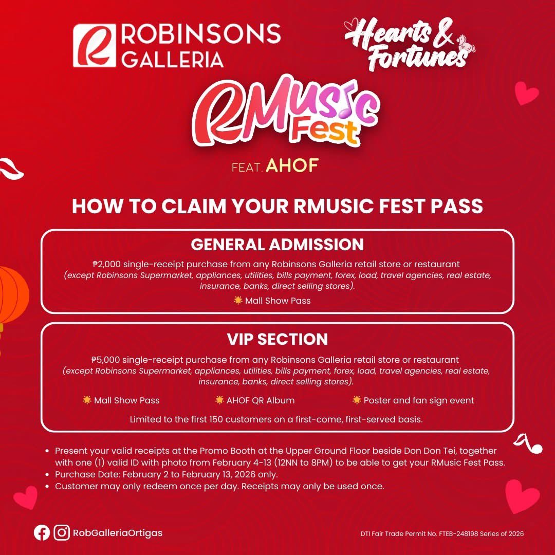 AHOFMUSICSTREAM's tweet photo. And here’s for Feb 14 in Robinsons Ortigas! 

Source: https://t.co/L99GC6YDaV https://t.co/5IyHStPpci