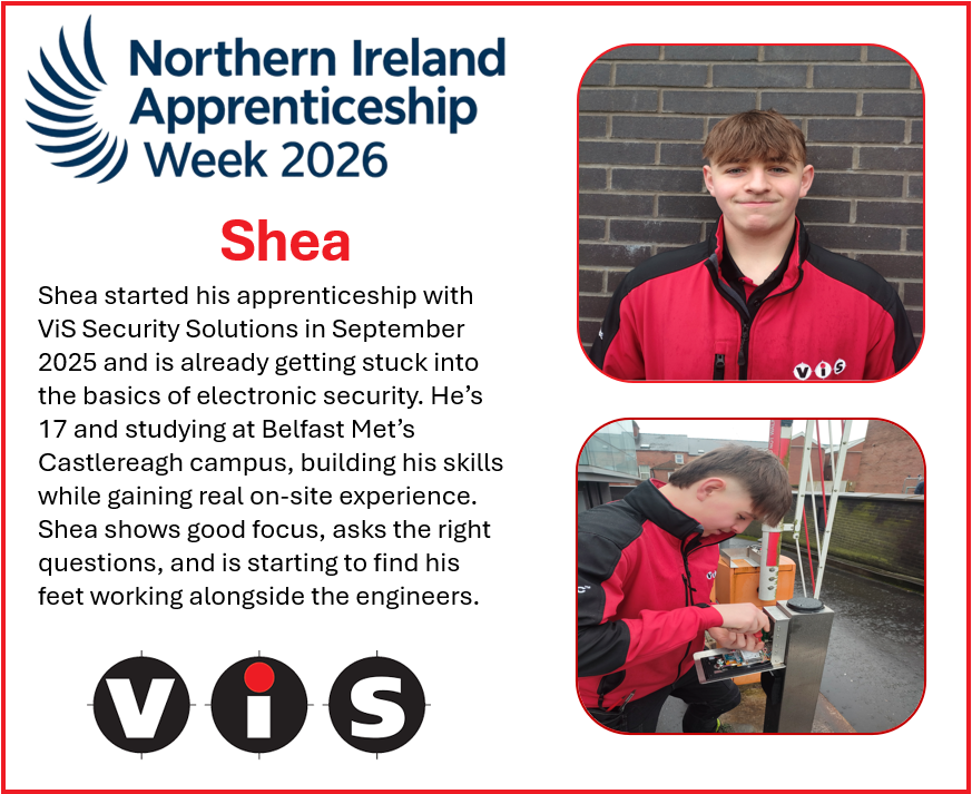 vis_security's tweet photo. (Apprenticeship Week)

This week ViS Security Solutions is highlighting the next generation of electronic security talent. Each day we’ll introduce one of our apprentices, their training journey, college route, and practical experience they’re gaining.  #ApprenticeshipWeek https://t.co/SktaE8OxUS