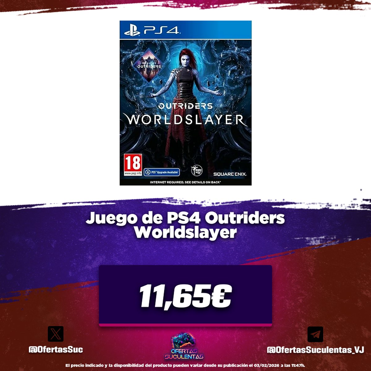 🔥 Juego de PS4 Outriders Worldslayer

🤑 11,65€
🛒 amzn.to/4qdrr8I

🔗 Canal: t.me/OfertasSuculen…
🔗 Chat: t.me/ChatOfertasSuc…