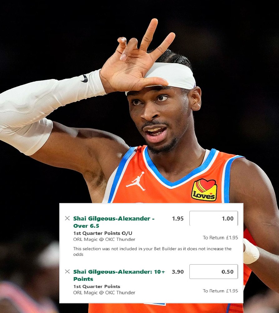 DegenRibee's tweet photo. 🏀NBA Tuesday Play #1 🧑‍🍳

Shai Gilgeous-Alexander o6.5 1Q points
(@ 1.95 | 1u)
🪜10+ (0.5u)

Data Provided by @Oddsupio 🚀

- A system play here. Orlando plays heavy 1-on-1 defence and is one of the teams allowing the highest ISO frequency, most points, and most FGAs in the league. Nearly 50% of SGA’s points come from isolation, and the Magic allow the 4th most points from ISO while also struggling in the restricted area and the paint, where SGA does most of his damage.

- Orlando rarely sends doubles, setting SGA up to cook in the mid-range and get to the line. 21% of his scoring comes at the FT line, where the Magic allow the 8th most points, and 57% of his shots come on pull-ups, a play type where Orlando allows the 3rd most PPG. If he comes out aggressive, this spot lines up well. SGA has cleared his 1Q 6.5 line in 13 of 20 games vs top-10 ISO frequency defences.

- Against top 8–15 pull-up defences and top 15–26 <10 FT defences, he has cleared this line in 14 of 20 games.

- SGA leads the team in ISO freq% at 26.5% (3rd highest in the NBA). High-ISO team leaders vs Orlando in the 1Q:

• Brandon Ingram — 7 pts (3/6) | 8 mins
• Donovan Mitchell — 10 pts (3/5) | 7 mins
• Donovan Mitchell — 9 pts (4/8) | 9 mins
• LaMelo Ball — 8 pts (3/3) | 7 mins
• Ja Morant — 5 pts (1/1) | 6 mins

Data from @Oddsupio in the comments ⏬