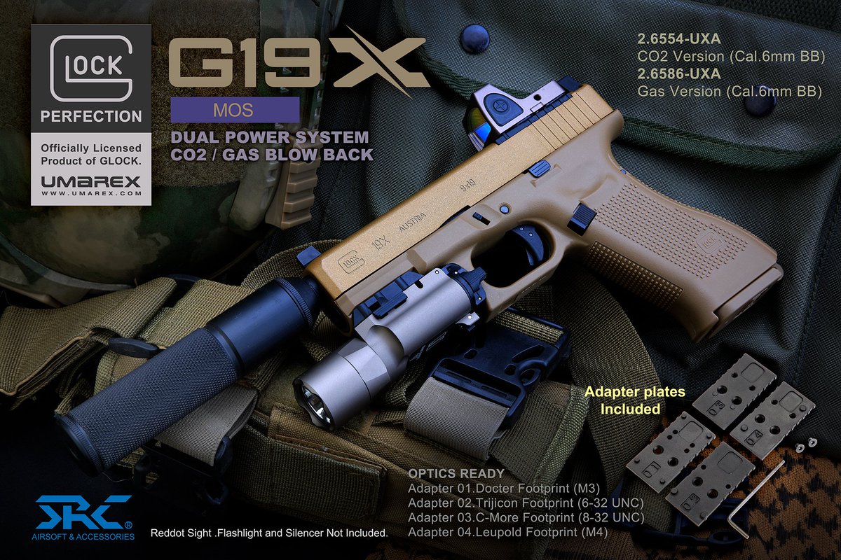 gggMCWggg's tweet image. 【UMAREX/SRC】GLOCK G19X MOS GBB（エアソフト）
予約受付を開始しました。
セラコート仕様もご用意しております。
詳細：bcsw.co.jp/search/G19x+mo…
#Airsoft #サバゲー #GLOCK #GBB