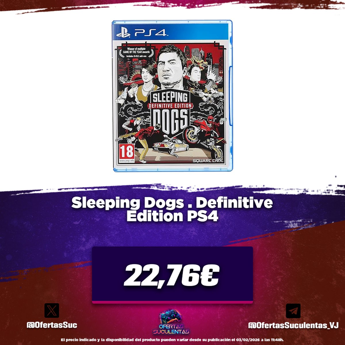 🔥 Sleeping Dogs . Definitive Edition PS4

🤑 22,76€
🛒 amzn.to/4auwM6Q

🔗 Canal: t.me/OfertasSuculen…
🔗 Chat: t.me/ChatOfertasSuc…