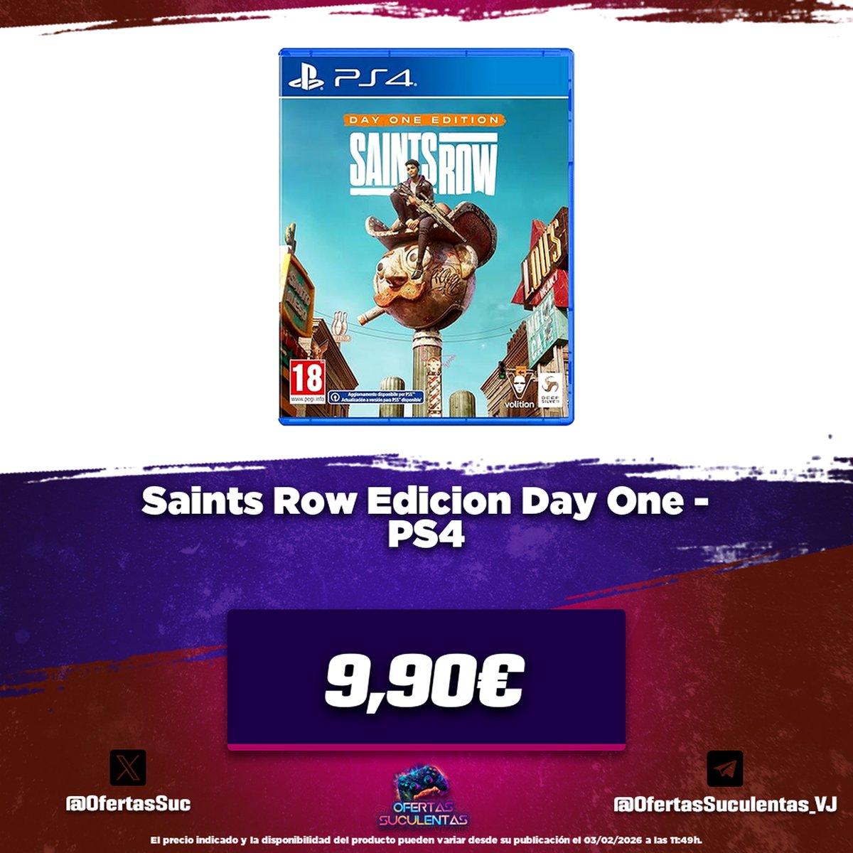 🔥 Saints Row Edicion Day One - PS4

🤑 9,90€
🛒 amzn.to/4a8C8Ds

🔗 Canal: t.me/OfertasSuculen…
🔗 Chat: t.me/ChatOfertasSuc…