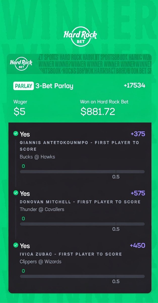 PsychMdM's tweet photo. Lightning struck TWICE in exactly 14 days ⚡️⚡️
Two $5 → INSANE 3-leg first basket parlays on @HardRockBet
Jan 19: +17534 → $881.72 🤑 Feb 2: +15650 → $787.50 🤑
Giannis/Spida/Zubac… then Knueppel/Sengun/Ant. ALL HIT 🔥 
#SportsBetting #FirstBasket #Parlay #Heater https://t.co/NO8HqDtZE5