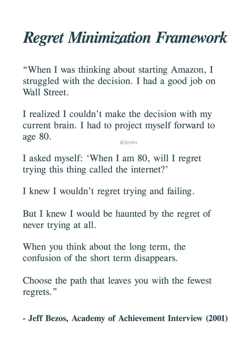 ethanjrowland's tweet image. Jeff Bezos literally dropped the most underrated life principle