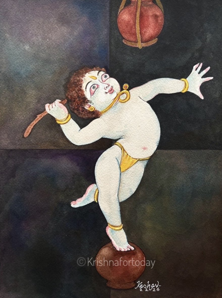 Navaneetha Krishna #watercolour #krishnafortoday