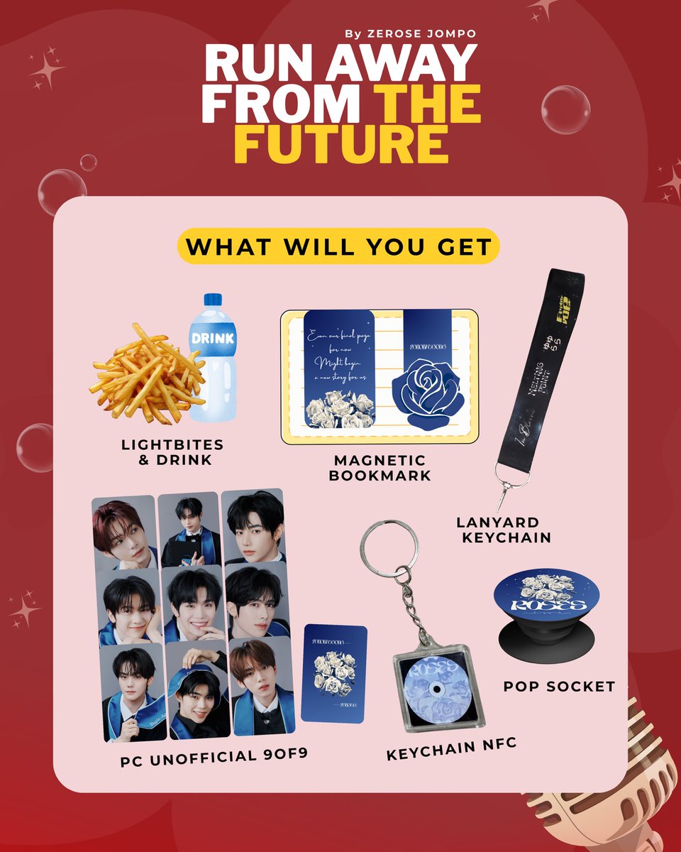 [D-4]

Run Away From The Future
Noraebang Event🎤
by Zerose Jompo

We’ve already prepared the most zerose merchandises for you 😍
Can’t wait to meet you soon 🩵