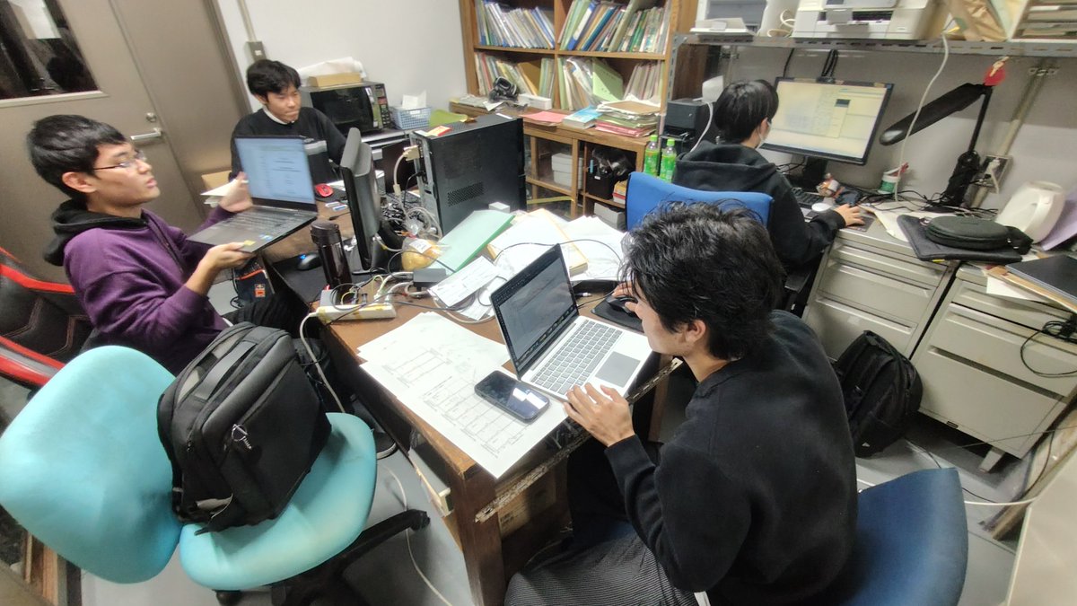 プレチャンバ火炎噴流班は昨日のPIV観察結果と目視による巨視的噴流特性、先端到達距離との乖離がどの領域で起こっているか確認を。解析前の画像処理も含め矛盾のある領域の原因究明と解消を図りたい