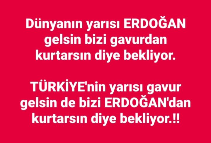 dünyanın yarısının Erdoğan gelsin bizi kurtarsın diye bekliyor mu bilmem ama  !
Türkiyenin yarısının gavur gelsin de bizi Erdoğan dan kurtarsın diye beklediğine yemin bile edebilirim !!!

#Epstien #Epstine Cumhur İttifakı  Suudi Arabistan