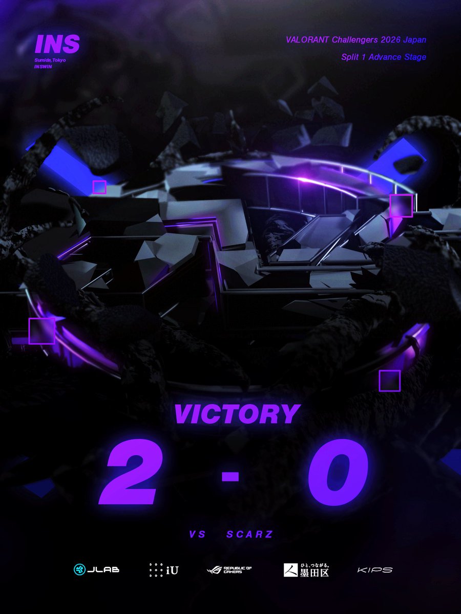 【#VALORANT Challengers Japan 2026 Split1 Advance Stage】 
 
MATCH7 vs SCARZ 2-0 WIN🔥 

next... 2/4 MURASH GAMING

#INSWIN #INSOMNIA #ChallengersJP